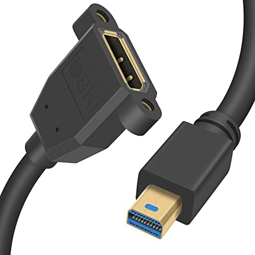 Duttek Mini Displayport auf Displayport Verlängerungskabel, 8K@60Hz Mini Displayport Stecker auf Displayport Buchse, bidirektionale Übertragung, Displayport auf Mini DisplayPort Kabel, 0,3 m von Duttek