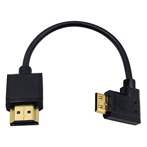 Duttek Mini HDMI auf Standard HDMI Kabel, HDMI auf Mini HDMI Kabel, ultradünn, Links gewinkelt, 90 Grad, Mini HDMI Stecker auf HDMI Stecker, unterstützt 4K Ultra HD, 1080p, 3D (HDMI 2.0) (15 cm). von Duttek