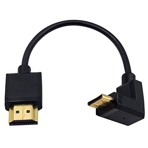 Duttek Mini HDMI auf Standard HDMI Kabel, HDMI auf Mini HDMI Kabel, ultradünn, um 90 Grad abgewinkelt, Mini HDMI Stecker auf HDMI Stecker, unterstützt 4K Ultra HD, 1080p, 3D (HDMI 2.0) (15 cm). von Duttek
