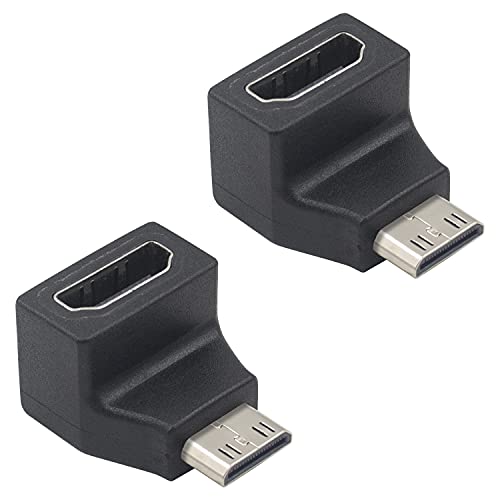 Duttek Mini HDMI zu HDMI Adapter, 90 Grad Mini HDMI Stecker auf HDMI Buchse, Konverter, Full HD, 1080p, Video Adapter für Raspberry Pi, Kamera, Projektor, Laptop, TV, Monitor, PC, Tablet (2 Stück) von Duttek