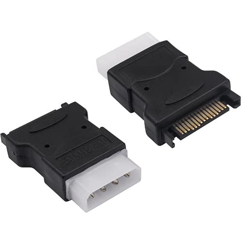 Duttek Molex auf Sata Netzadapter, 4 poliger IDE Molex auf Sata 15 poliger Stecker Adapter, Konverter für SATA Stromkabel, Anschluss von PC Strom Festplatte, HHD/SSD/DVD RW/Festplatte, 2 Stück von Duttek