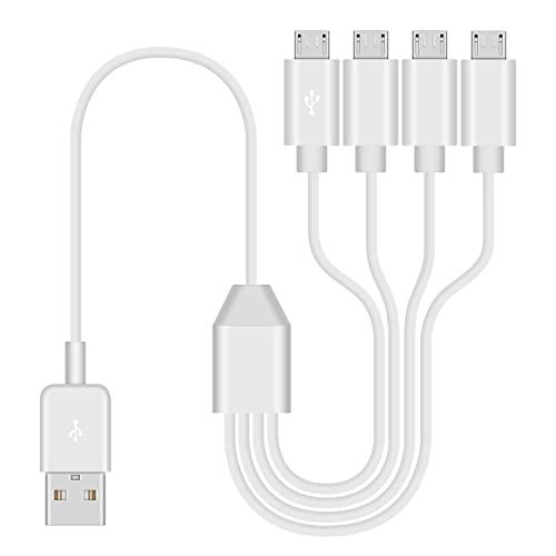 Duttek Multi Charger Cable, 4 in 1 USB to Micro USB Charger Cable, USB 2.0 Type A Male to 4 Micro USB 5Pin Male Splitter Y Cable Connector Support Splitter Y Data Sync and Charging (50cm) von Duttek