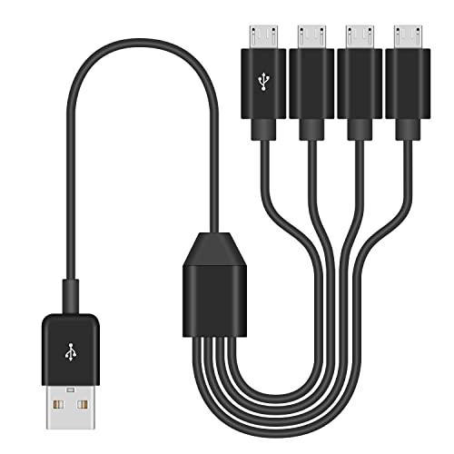 Duttek Multi Charger Micro USB Cable, 4 in 1 USB to Micro USB Charger Cable, USB 2.0 Type A Male to 4 Micro USB 5Pin Male Splitter Y Cable Connector Support Splitter Y Data Sync and Charging (50cm) von Duttek