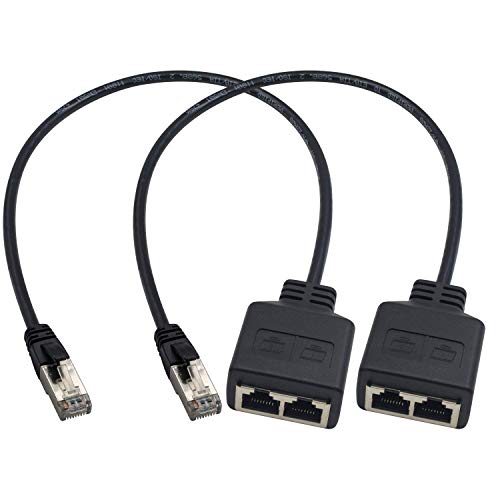 Duttek RJ45 Splitter Ethernet, RJ45 Ethernet Port Splitter, RJ45 1 Stecker auf 2 Buchsen, Adapter für Ethernet Cat 5/CAT 6 LAN Ethernet Kabel Extender Surfen gleichzeitig 50 cm (1 Paar) von Duttek