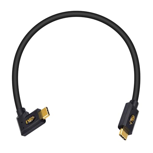 Duttek Right Angle USB4 Kabel 30cm, 40Gbps USB C zu USB C Kabel, 240W USB Typ C Stecker auf Stecker Kabel, Unterstützung von 8K@60Hz Video, Kompatibel mit Thunderbolt 3, Typ-C Laptop, Hub und mehr von Duttek