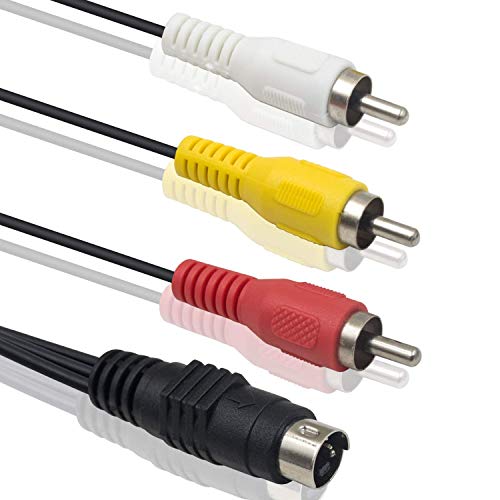 Duttek S Video Kabel,4 poliger Mini DIN S Video stecker, Stecker auf Stecker, 3 RCA Audio Kabel adapter für DVD, TV, VCR 5 feet/1.5M von Duttek