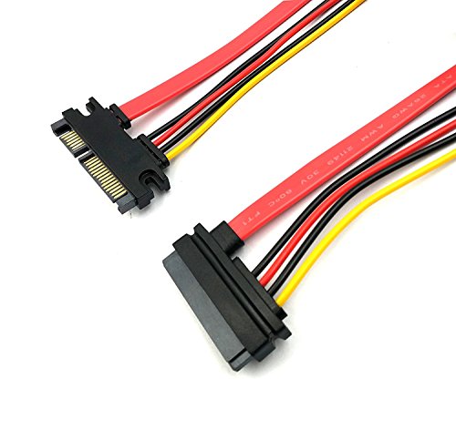 Duttek SATA Stromkabel 50CM/20 In, 22pin (7 + 15) SATA verlängerung Kabel SATA Männlich Zu Weiblich Daten und Strom Combo silmline Verlängerungskabel Verlängerung Kabel M/F von Duttek