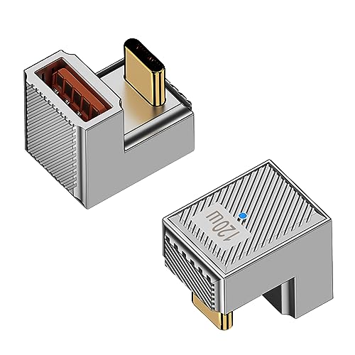 Duttek U Form USB C auf USB Adapter-2er Pack, 180 Grad USB A auf USB C Adapter, Zinklegierung USB 3.1 Typ C auf USB Adapter, USB A auf Typ C OTG Adapter 120W, 10Gbps für Laptop, PC, Ladegerät von Duttek