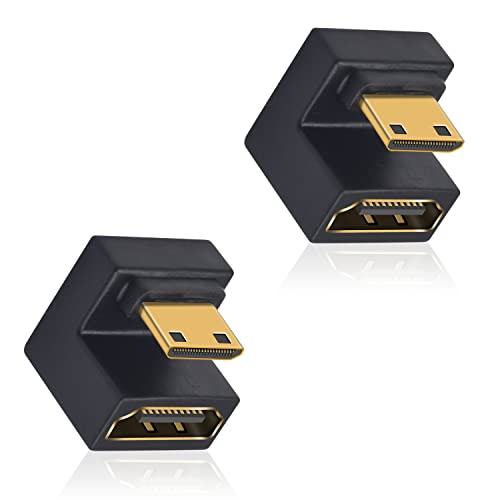 Duttek U Shape HDMI to 8K Mini HDMI Adapter (2 Stück), 8K Mini HDMI Stecker auf HDMI Buchse Extender, Down Angle HDMI auf Mini HDMI unterstützt 8K@60Hz, 48Gbps für Camera/Laptop/Tablet/HDTV/Projektor von Duttek