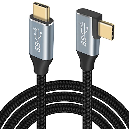 Duttek USB C Kabel, 90 Grad rechtwinkliges USB C auf USB C Kabel, 100W 20V/5A USB C Stecker auf Stecker, Ladekabel, USB Typ C 3.1 Gen2 Nylon geflochtenes PD Schnellladekabel mit E-Marker Chip (1m) von Duttek