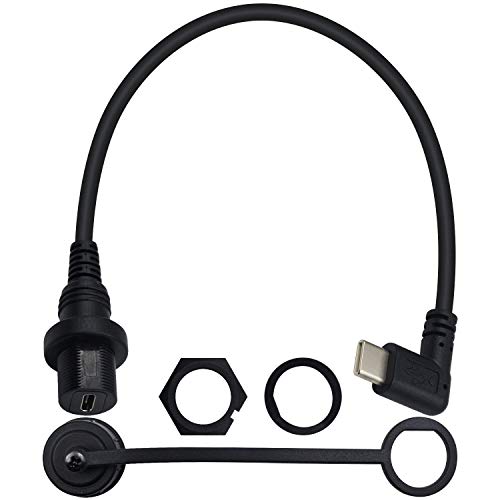 Duttek 90 Grad USB C Panel Mount Kabel, links & rechts USB C Stecker auf Buchse Mount Verlängerungskabel für Auto, Boot, Motorrad, LKW, Armaturenbrett 30 cm von Duttek