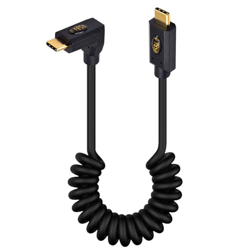 Duttek USB C Spiralkabel 1M, 240W Thunderbolt 3 zu USB C Kabel, 40Gbps USB C 90 Grad Kabel – Unterstützt 8K@60Hz Video für Thunderbolt 3, eGPU, MacBook, Laptops von Duttek