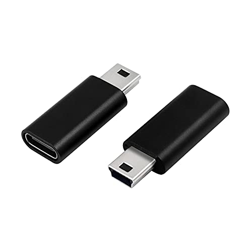 Duttek USB C auf Mini USB Adapter, Mini USB auf USB C Adapter, USB C Typ C Buchse auf Mini USB Stecker Stecker Anschluss kompatibler Laptops/Tablets, MP3-Player, Digitalkamera usw. (schwarz) von Duttek