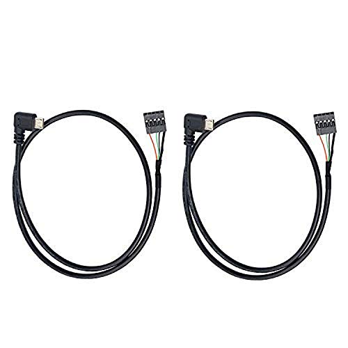 Duttek USB Header an Micro USB Dupont Kabel, rechtwinkliger 90 Grad Micro USB Stecker an 5 polige Motherboard Buchse Adapter Dupont Extended Cable 50CM / 1.64FT (2er Pack) von Duttek