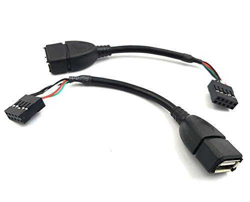 Duttek USB Header zu USB Kabel, Motherboard USB 2.0 Adapterkabel, USB 2.0 Typ A Buchse zu Dupont 9 polige Buchse Header Motherboard Kabel (2er Pack 0.1M) von Duttek