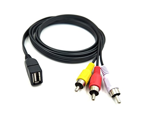 Duttek USB auf Cinch Kabel, 3 Cinch auf USB Kabel, AV auf USB, USB 2.0 Buchse auf 3 Cinch Stecker, Video A/V Camcorder Adapterkabel für TV/Mac/PC, 1,5 m von Duttek