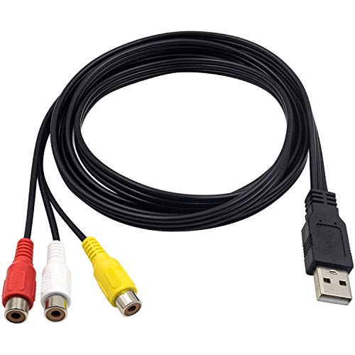 Duttek USB auf Cinch Kabel, USB 2.0 Stecker auf 3 Cinch Buchsen, Splitter, Audio/Video/AV Splitter, Adapterkabel für TV, Mac, PC, HDD und DVR, 1,5 m von Duttek