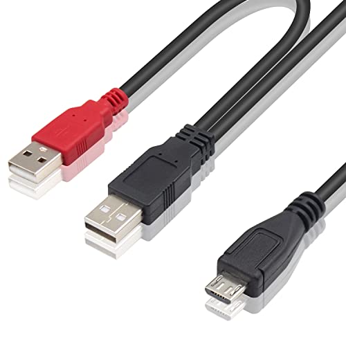 Duttek USB auf Micro USB Kabel, Dual USB 2.0 Stecker auf Standard Micro USB Stecker Y Splitter Kabel für Kamera, MP3, MP4, Externe Festplattenkabel, 80/20cm von Duttek