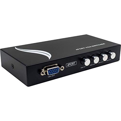 Duttek VGA Switch, VGA Umschalter, VGA Switcher 4-in-1 Schalter (1 Host 4 Displays/4 Hosts 1 Display) Vier Wege VGA Schalter, Video Schalter für PC, Laptop, Desktop, Monitor, Projektor, Fernseher von Duttek