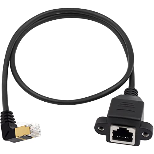 Duttek cat8 netzwerkkabel kurz,Netzwerkkabel 0,5m support 40Gbps 2000MHz,Down Angle Ethernet Kabel auf Buchse,RJ45 Stecker Verlegekabel Schraubplatte für Notebook,Desktop PC,Switch,etc. von Duttek