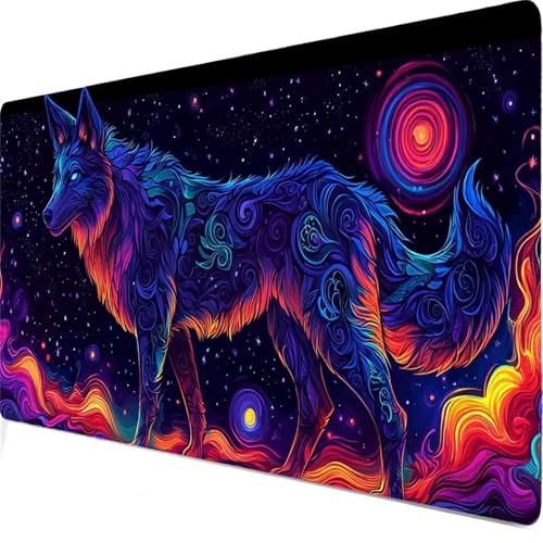 Gaming Mauspad XXL 1000x500x3mm, Großes schreibtischunterlage mit vernähten Kanten Wolf, Wasserdicht rutschfest, Tier tastatur unterlage, Verbessert Präzision Geschwindigkeit, Für Laptop. Model8458 Gaming Mauspad XXL 1000x500x3mm, Großes schreibtischunterlage mit vernähten Kanten Wolf, Wasserdicht rutschfest, Tier tastatur unterlage, Verbessert Präzision Geschwindigkeit, Für Laptop. Model8458 von Duuanxin