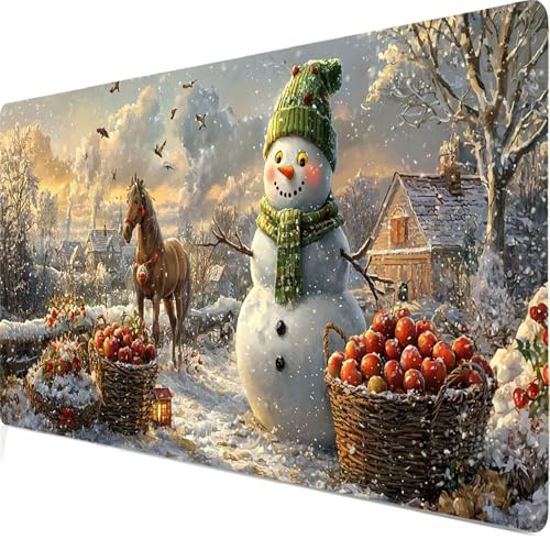 Gaming Mauspad XXL 1000x500x3mm, Schreibtischunterlage mit vernähten Kanten Schneemann, Wasserdicht rutschfest, Tier tastatur unterlage, Verbessert Präzision Geschwindigkeit, Für Laptop. Model8254 Gaming Mauspad XXL 1000x500x3mm, Schreibtischunterlage mit vernähten Kanten Schneemann, Wasserdicht rutschfest, Tier tastatur unterlage, Verbessert Präzision Geschwindigkeit, Für Laptop. Model8254 von Duuanxin