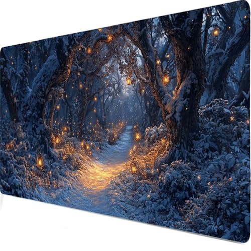 Schnee Mauspad, Große Anlage Schreibtisch Matte, Mauspad XXL 600x300x5mm, Anime Gaming Tastatur Matte, Rutschfeste Gummibasis, Wasserdichte Beschichtung, Für den Heim- und Bürogebrauch. Model8317 von Duuanxin