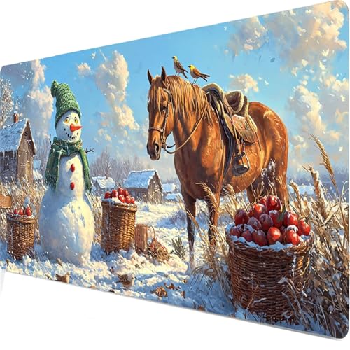 Schneemann Mauspad, Große Pferd Schreibtisch Matte, Mauspad XXL 600x300x3mm, Anime Gaming Tastatur Matte, Rutschfeste Gummibasis, Wasserdichte Beschichtung, Für den Heim- und Bürogebrauch. Model8213 von Duuanxin