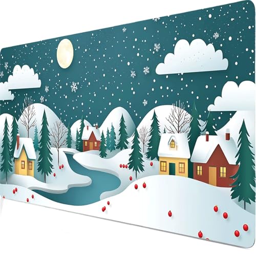 Weiß Mauspad, Große Schnee Schreibtisch Matte, Mauspad XXL 600x300x5mm, Anime Gaming Tastatur Matte, Rutschfeste Gummibasis, Wasserdichte Beschichtung, Für den Heim- und Spiel Bürogebrauch. Model8266 von Duuanxin
