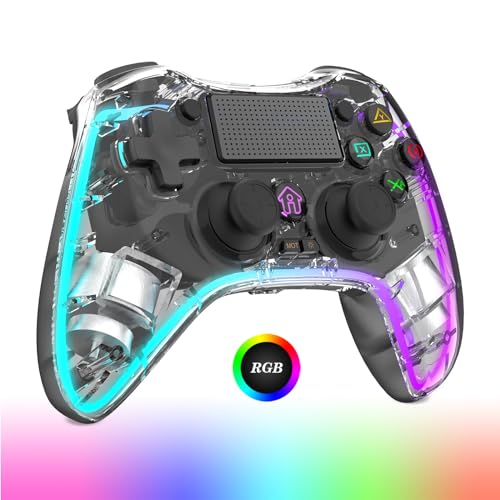 Duufun Wireless Controller für PS4, Game Controller Kompatibel mit PS4/Pro/Slim/PC mit RGB-Licht/2 Programmierbaren Tasten, Gamepad mit Turbo/Dual Vibration/6-Achsen/Touchpad/3.5mm Audio Jack von Duufun