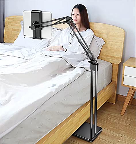 2 in 1 Tablet Stand Holder Adjustable for Bed Desk Phone Stand Holder Floor Stand for 4.6-11.9 Inch iPad, iPhone, Samsung Galaxy Tablet Black von Duukoa