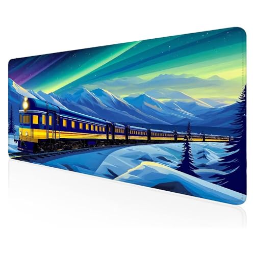 Gaming Mauspad Zug Mauspad, Gaming Mousepad groß mit, mit Wasserdicht und Rutschfester Gummi, Vernähten Kanten, Gaming Tastatur Matte, verbessert Präzision und Geschwindigkeit 60x30 cm Z-199 von Duushuait