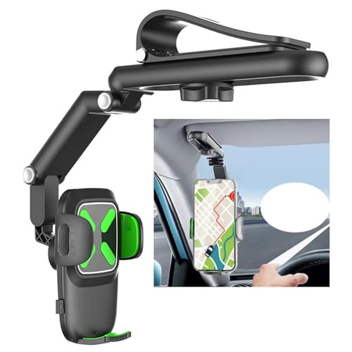Duxleo Handyhalterung Auto [Stabilere Version] Handyhalter fürs Auto Sonnenblende & Windschutzscheibe KFZ Handy Halterung mit EIN-Knopf-Release 360° Drehbar für iPhone, Samsung, Mate usw von Duxleo