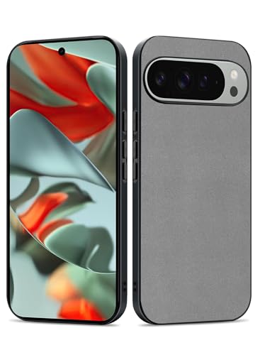 Duxsmei für Google Pixel 9/Google Pixel 9 Pro Hülle, Hülle aus TPU und Wildleder PU Leder, Anti-Vibration Anti-Rutsch Ultraleicht Luxus Hülle für Pixel 9 / Pixel 9 Pro 5G 2024 (Grau) von Duxsmei