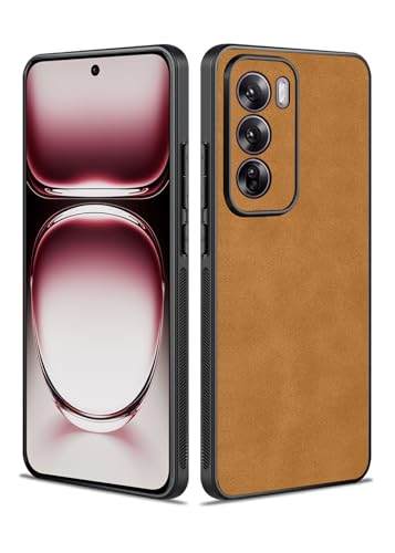 Duxsmei für Oppo Reno 12 Pro 5G Hülle, Hülle aus TPU und Wildleder PU Leder, Anti-Vibration Anti-Rutsch Ultraleicht Luxus Hülle für Oppo Reno 12 Pro 6,7 Zoll (Braun) von Duxsmei