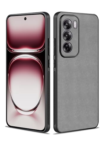 Duxsmei für Oppo Reno 12 Pro 5G Hülle, Hülle aus TPU und Wildleder PU Leder, Anti-Vibration Anti-Rutsch Ultraleicht Luxus Hülle für Oppo Reno 12 Pro 6,7 Zoll (Grau) von Duxsmei