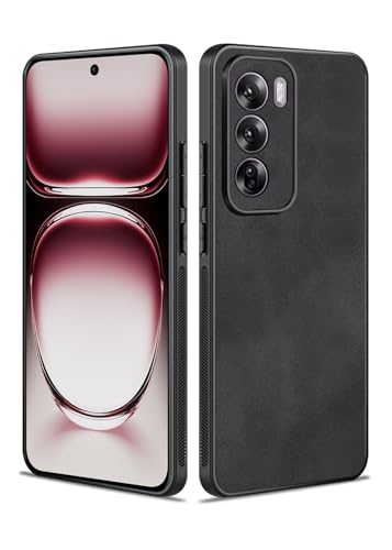 Duxsmei für Oppo Reno 12 Pro 5G Hülle, Hülle aus TPU und Wildleder PU Leder, Anti-Vibration Anti-Rutsch Ultraleicht Luxus Hülle für Oppo Reno 12 Pro 6,7 Zoll (Schwarz) von Duxsmei