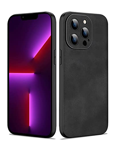 Duxsmei für iPhone 13 Pro Max 6.7 Zoll Hülle, TPU und Wildleder PU Leder, Anti-Vibration Anti-Rutsch Ultraleicht Luxus Hülle (Schwarz) von Duxsmei
