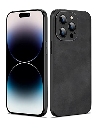 Duxsmei für iPhone 14 Pro Max 6.7 Inch Hülle, Hülle aus TPU und Wildleder PU Leder, Anti-Vibration Anti-Rutsch Ultraleicht Luxus Hülle für iPhone 14 Pro Max 6.7 Inch (Schwarz) von Duxsmei