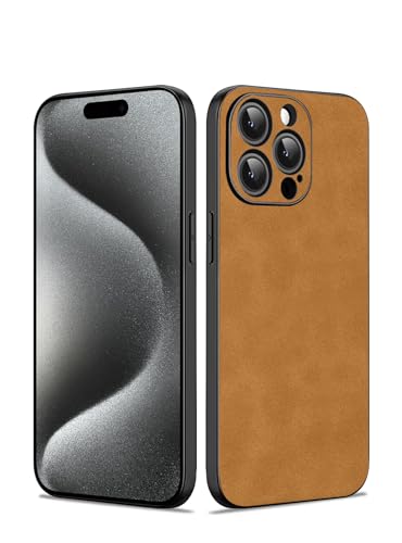 Duxsmei für iPhone 15 Pro Max 6.7" Hülle, Hülle aus TPU und Wildleder PU Leder, Anti-Vibration Anti-Rutsch Ultraleicht Luxus Hülle für iPhone 15 Pro Max Hülle (Brown) von Duxsmei