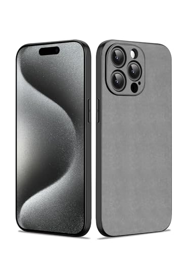 Duxsmei für iPhone 15 Pro Max 6.7" Hülle, Hülle aus TPU und Wildleder PU Leder, Anti-Vibration Anti-Rutsch Ultraleicht Luxus Hülle für iPhone 15 Pro Max Hülle (Grau) von Duxsmei