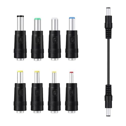5,5 x 2,1 mm 3 A Ladekabel DC5521 Netzkabel mit 8 Adaptern für Lüfter, Router, Schreibtischlampe, verschiedene Geräte von Duyeuau