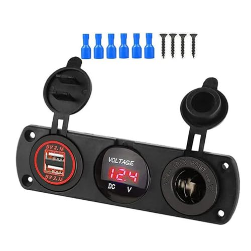 Doppel-USB-Anschluss für Auto, Marine, digitales Voltmeter, Fahrzeug-Ladeadapter, Panel, Auto-Ladeadapter, Adapter für Motorrad, Boote, Marine von Duyeuau