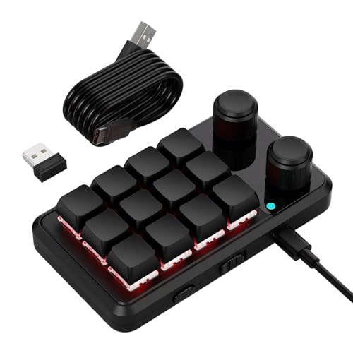 Duyeuau Einhand-Makros-Tastaturen mit 12 programmierbaren RGB-Tasten, zwei Zifferblätter Option und Typ C Duyeuau Einhand-Makros-Tastaturen mit 12 programmierbaren RGB-Tasten, zwei Zifferblätter Option und Typ C von Duyeuau