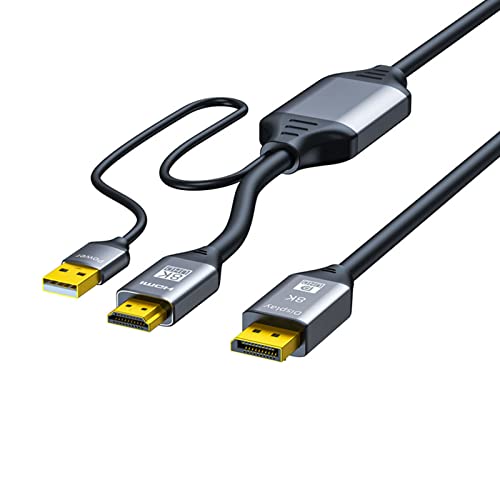 HDMI2.1 auf DP1.4 Adapter auf DP-Stecker mit Chip-Display-Kabel für Monitor-Video-Konverter von Duyeuau