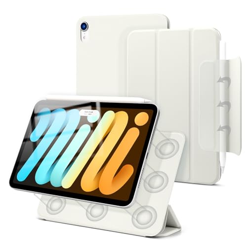 Dwopar Magnetische Hülle für iPad Mini 7 A17 Pro, Slim Smart Folio für iPad Mini 7./6th Generation 8.3 Zoll 2024/2021 Modell, Leichter Trifold Ständer, Auto Sleep/Wake, Support Pencil Pro, Weiß von Dwopar
