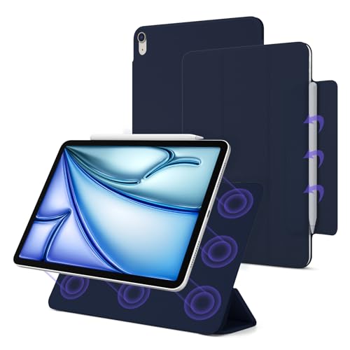 Magnetische Hülle für iPad Air 5,4, schlankes Smart-Folio für iPad Air 5.,4. Generation 10.9 Zoll 2022, automatische Sleep/Wake, unterstützt Apple Pencil Charging der 2. Generation (Marineblau Blau) von Dwopar