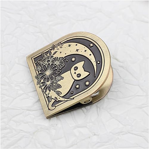 Dwpetzo Metall-Buchclip im Vintage-Stil mit Mond-Katzen-Motiv, für Reisende, Notizbuch-Zubehör, dekorativer Binder-Tagebuch-Clip für den Seitenhalter, kompatibel mit Midori, Kunstjournaling-Charms Dwpetzo Metall-Buchclip im Vintage-Stil mit Mond-Katzen-Motiv, für Reisende, Notizbuch-Zubehör, dekorativer Binder-Tagebuch-Clip für den Seitenhalter, kompatibel mit Midori, Kunstjournaling-Charms von Dwpetzo