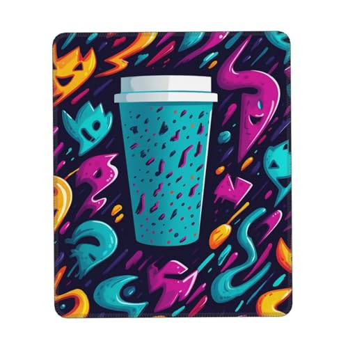 Mauspad mit 90er-Cup-Design, rutschfest, quadratisch, niedliches Computer-Mauspad für Büro, Zuhause von Dwrepo