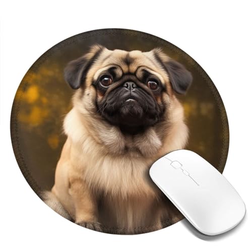 Mauspad mit Mops-Motiv, mit genähten Kanten, rund, Computer-Mauspad mit rutschfester Unterseite, Gaming-Mauspad, waschbar, Schreibtischunterlage für Büro, Zuhause, 20 x 20 cm, 1 Stück Mauspad mit Mops-Motiv, mit genähten Kanten, rund, Computer-Mauspad mit rutschfester Unterseite, Gaming-Mauspad, waschbar, Schreibtischunterlage für Büro, Zuhause, 20 x 20 cm, 1 Stück von Dwrepo